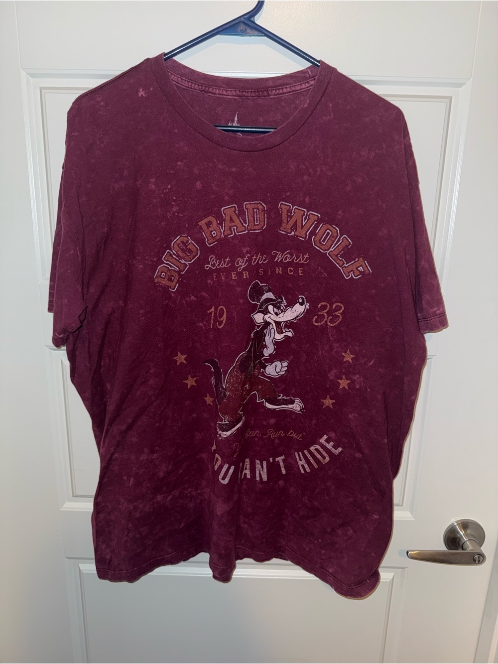 Disney Big Bad Wolf Graphic Tee - Burgundy with Rust Accent